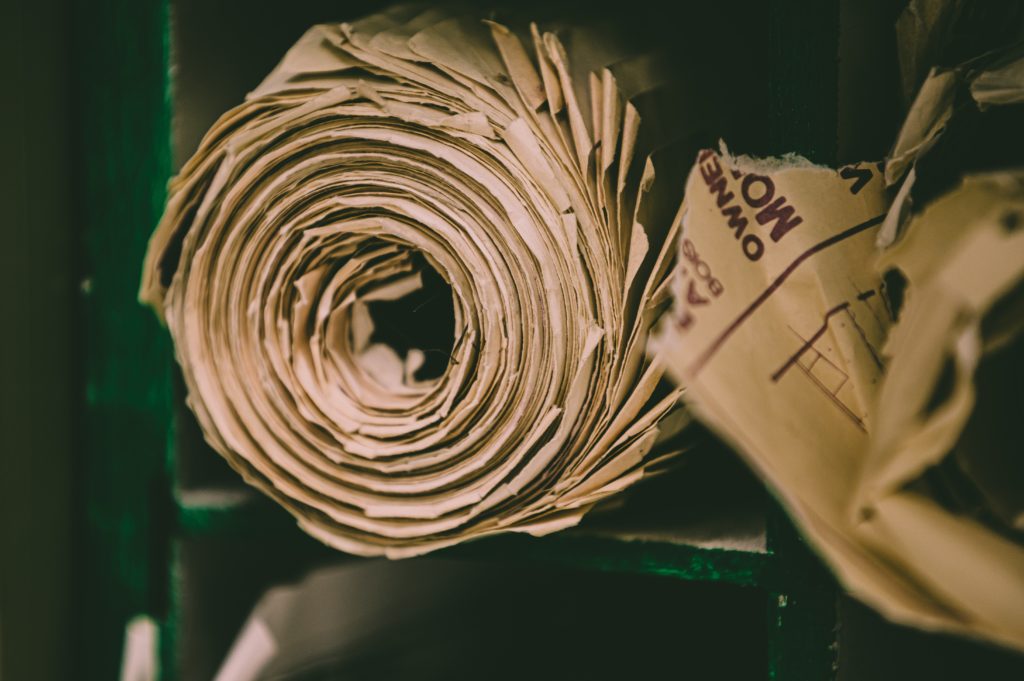 Handmade Paper Rolls On The Shelf sustainable packaging