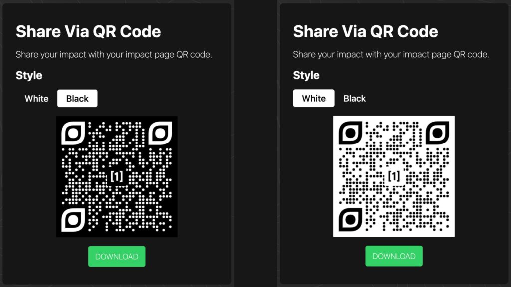 one tribe climate action qr codes in black and white