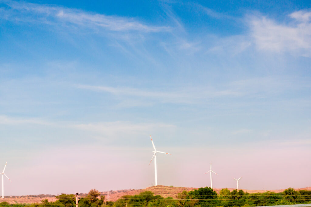 Windmills in the desert of Rajasthan India