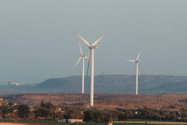 View of the windmills at Wankaner, Gujarat, India