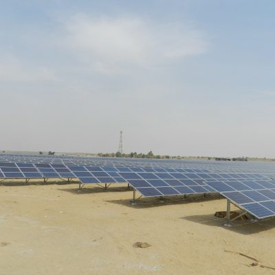 Solar power is the conversion of renewable energy from sunlight into electricity this plant is in Rajasthan, India