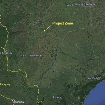 Location of the Project Zone in Mato Grosso do Sul (Source: Google Earth 2003).