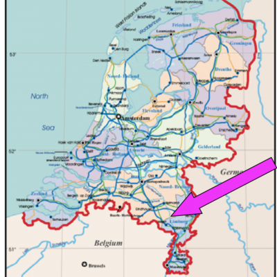 Map of The Netherlands with marked project location
