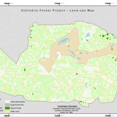 Uchindile Forest Project Map showing plantable area and conservation areas.